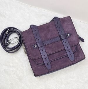 Aimee Kestenberg Sammy Crossbody Bag Purple Suede Top Handle Leather